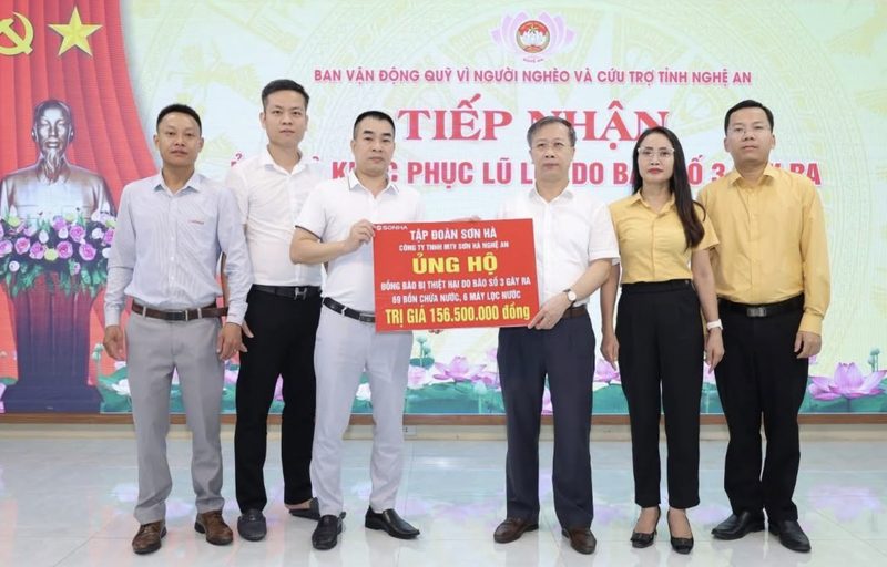Sơn Hà Nghệ An chung tay hỗ trợ người dân khắc phục hậu quả bão số 3