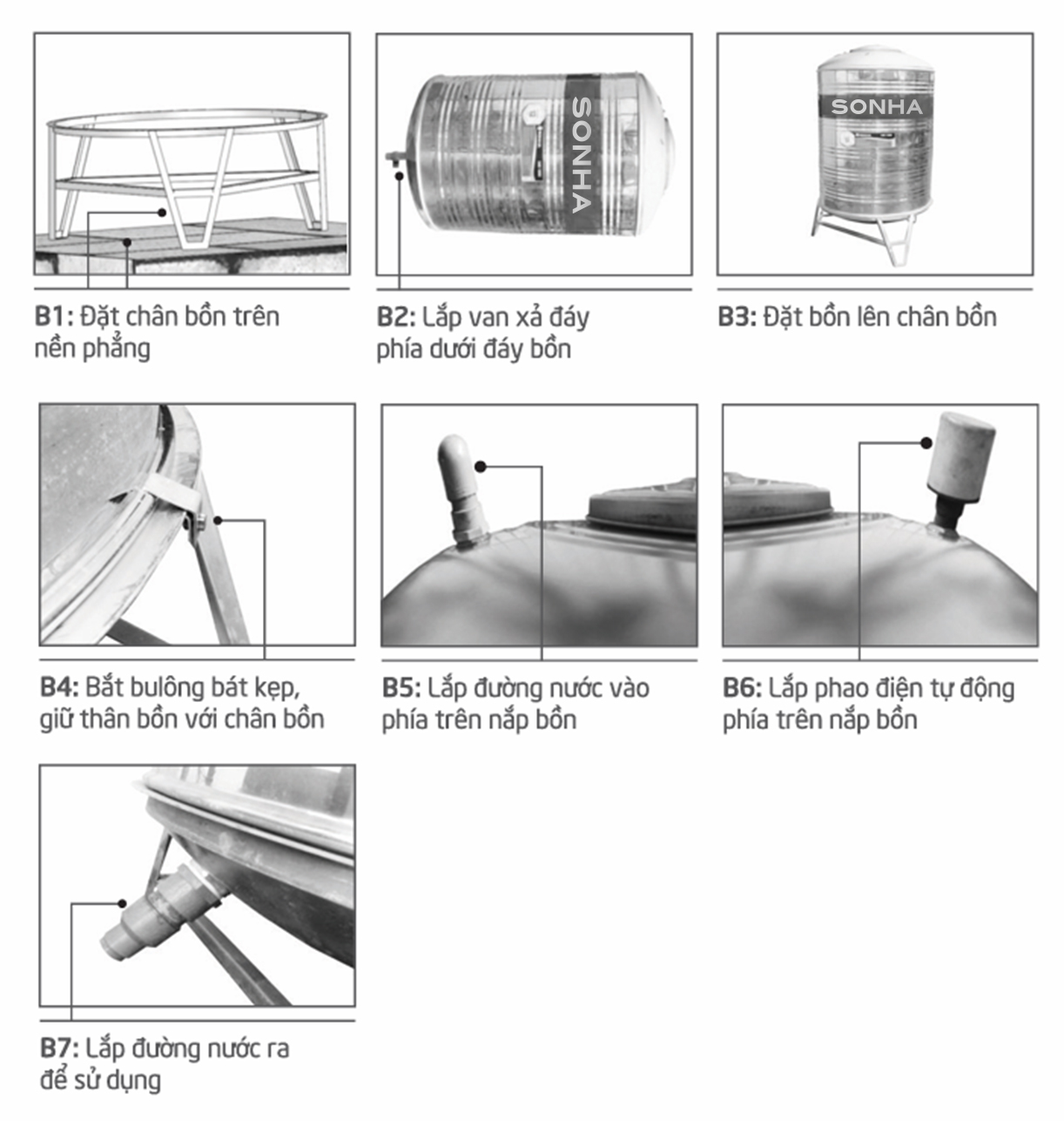 lắp đặt bồn nước inox