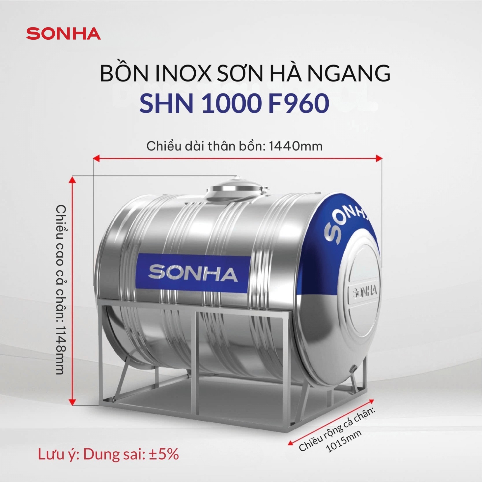bồn inox Sơn Hà 1000L 