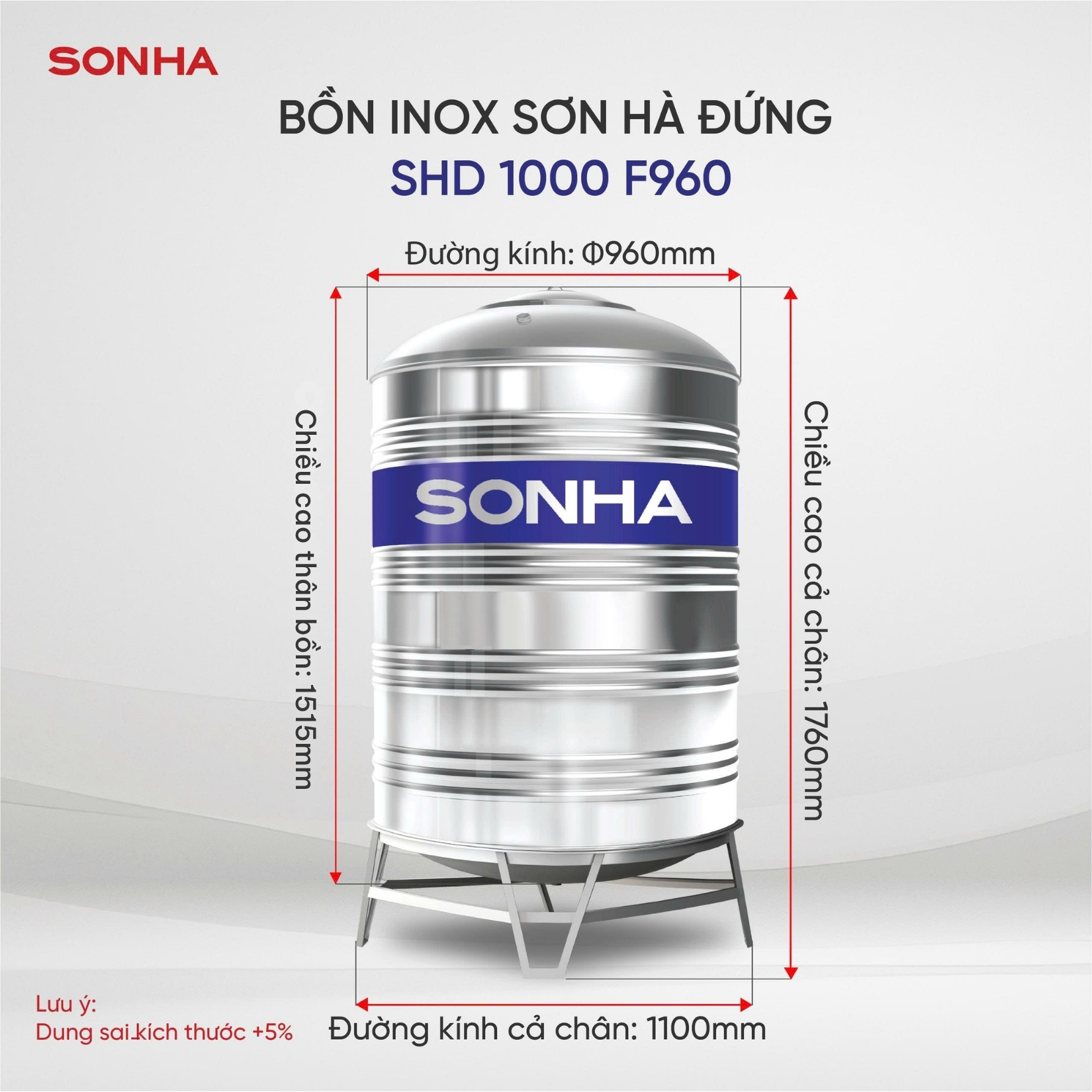 bồn inox Sơn Hà 1000L